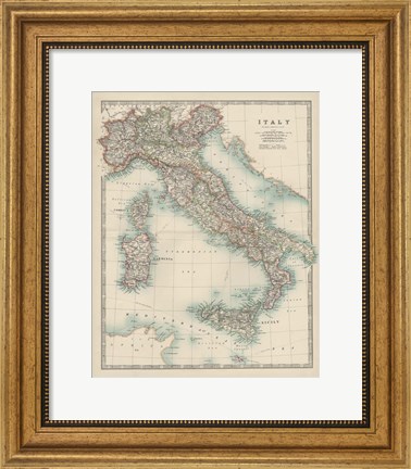 Framed Map of Italy Print