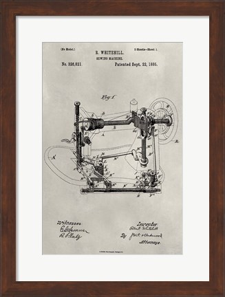 Framed Patent--Sewing Machine Print