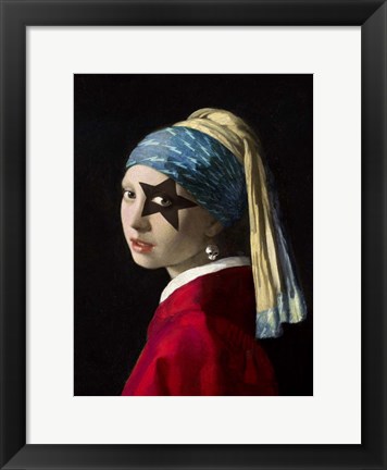 Framed Girl with Skull Hearring Print