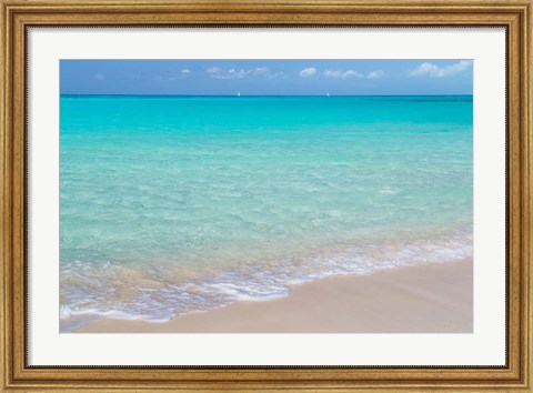 Framed Bahamas, Little Exuma Island Ocean Surf And Beach Print
