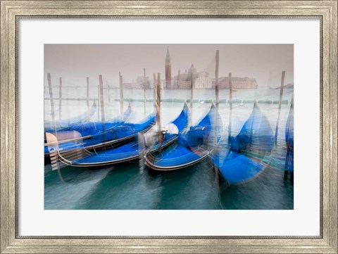 Framed Italy, Venice Abstract Of Gondolas At St Mark&#39;s Square Print