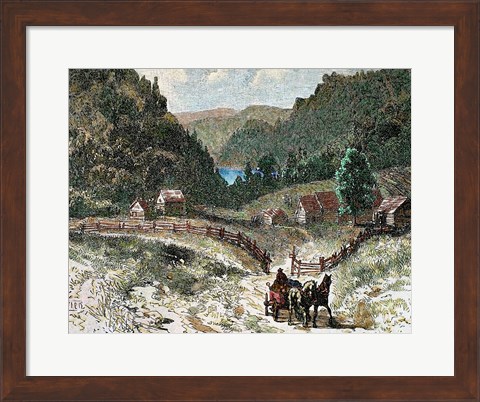 Framed Canadian Landscape In The Eighteenth Century 19th-Century Print