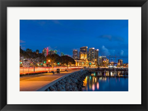 Framed Bright Light, San Diego Skyline Print