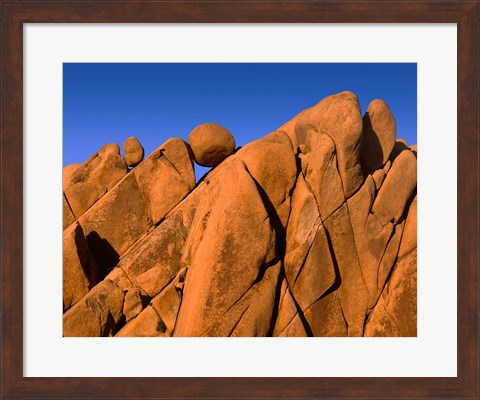 Framed Monzonite Granite Boulders At Sunset, Joshua Tree NP, California Print