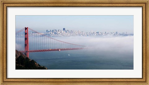 Framed San Francisco Golden Gate Bridge Disappearing Into Fog Print