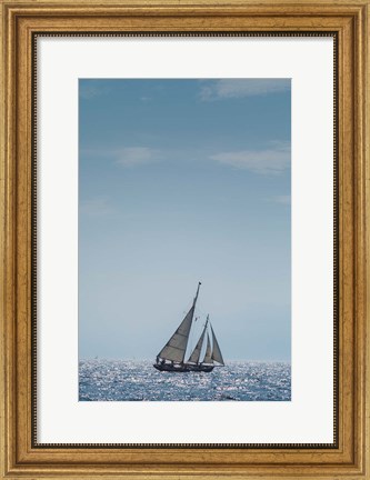 Framed Single Schooner In Cape Ann, Massachusetts Print