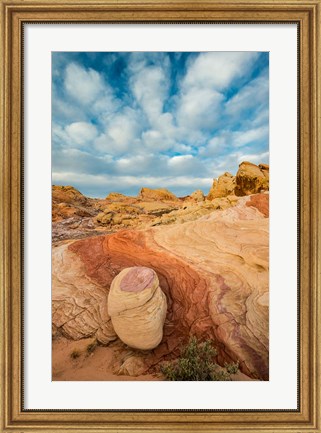 Framed Early Morning Clouds And Colorful Rock Formations, Nevada Print
