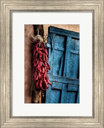 Framed Hanging Chili Peppers, New Mexico Print