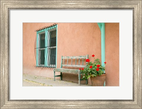 Framed Exterior Of An Adobe Building, Taos, New Mexico Print