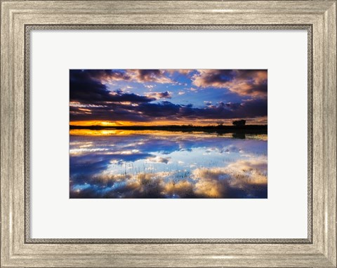 Framed Wetlands At Sunrise, Bosque Del Apache National Wildlife Refuge, New Mexico Print
