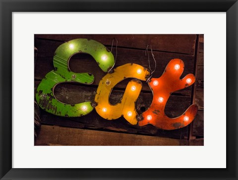 Framed Colorful &#39;Eat&#39; Antique Sign, New York City, New York Print