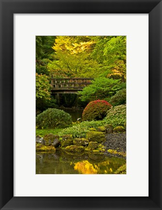 Framed Moon Bridge, Portland Japanese Garden, Oregon Print