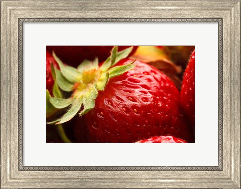 Framed Close-Up Of Fresh Strawberry Print