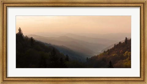 Framed Sunrise Panorama In The Great Smoky Mountains National Park Print