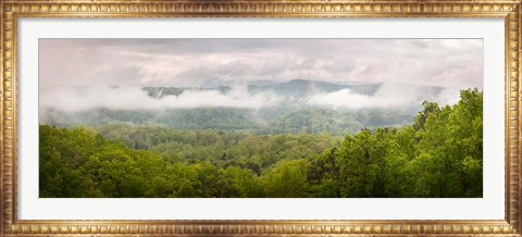Framed Misty Morning Panorama Of The Greak Smoky Mountains National Park Print