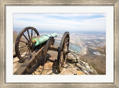 Framed Cannon Perched On Lookout Mountain, Tennessee Print