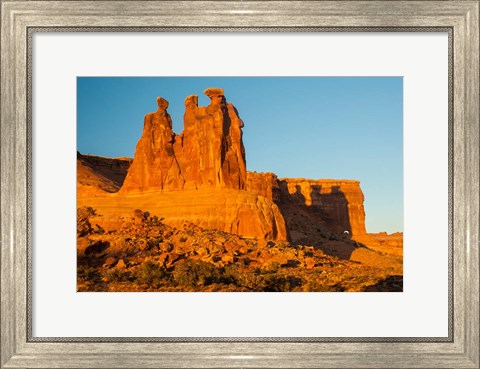 Framed Three Gossips Formation At Sunrise, Arches National Park Print