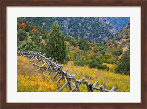 Framed Fence And Meadow Landscape, Utah Print