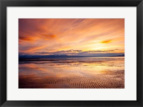Framed Sunset Over The Great Salt Lake, Utah Print