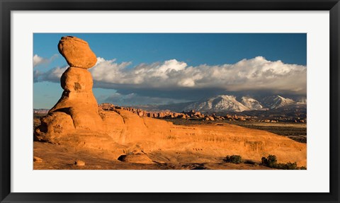 Framed Sunset On A Balanced Rock Monolith, Arches National Park Print