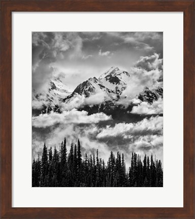 Framed Mount Carrie And Carrie Glacier, Washington (BW) Print