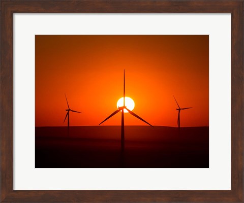 Framed Windmills At Sunset, Washington Print
