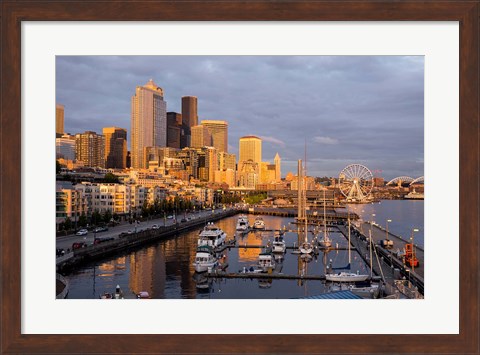 Framed Seattle Skyline From Pier 66, Washington Print