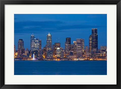 Framed Seattle Skyline View Over Elliott Bay Print