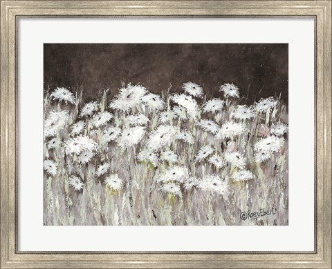 Framed Field of Flowers on a Starry Night Print