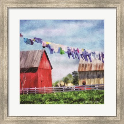 Framed Clothesline Farm Print