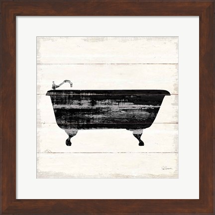Framed Shiplap Bath I Print