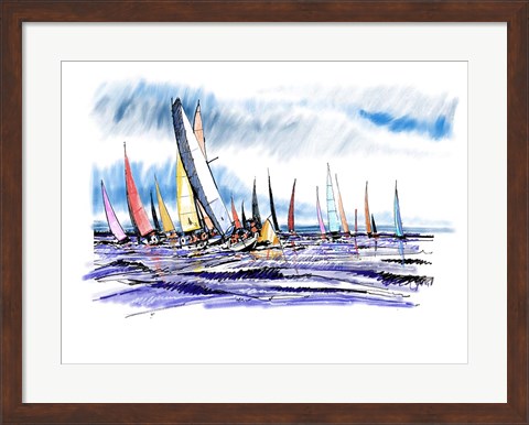 Framed Sail Boats II Print