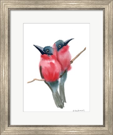 Framed Red Bird Buddies Print