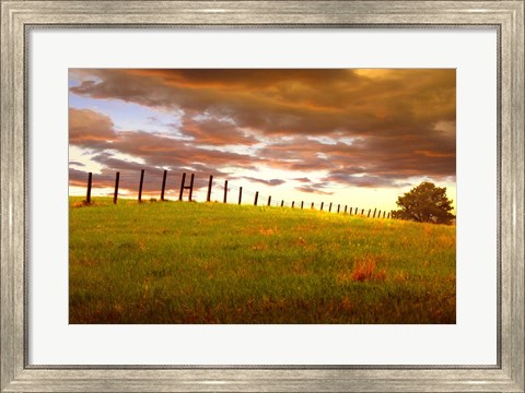 Framed Fenceline, South Dakota Print