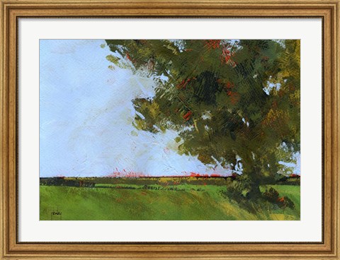 Framed Autumn Oak and Empty Fields Print