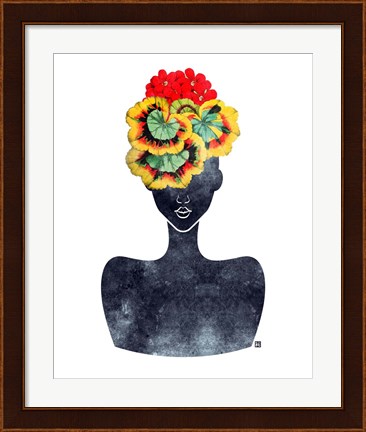 Framed Flower Crown Silhouette IV Print