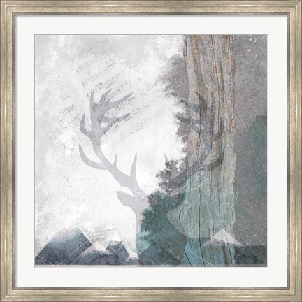 Framed Deer and Mountains 1 Print