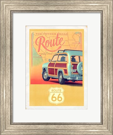 Framed Route 66 Vintage Travel Print