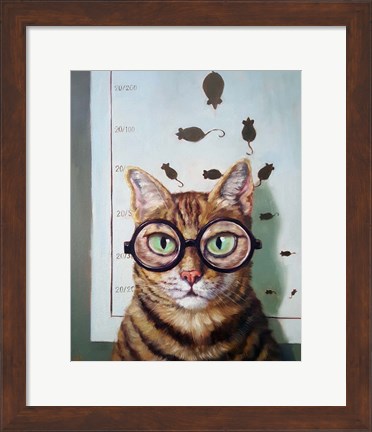 Framed Feline Eye Exam Print