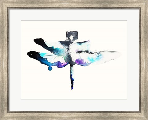 Framed Turquoise &amp; Violet Dragonfly Print