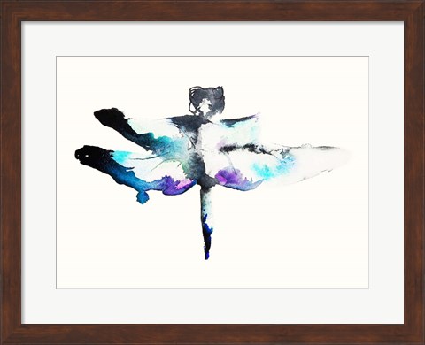 Framed Turquoise &amp; Violet Dragonfly Print