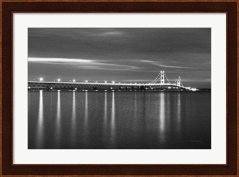 Framed Mackinac Bridge BW Print
