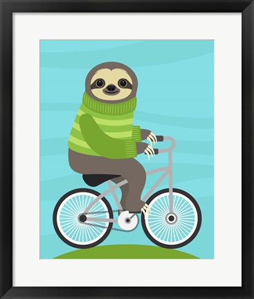 Framed Cycling Sloth Print