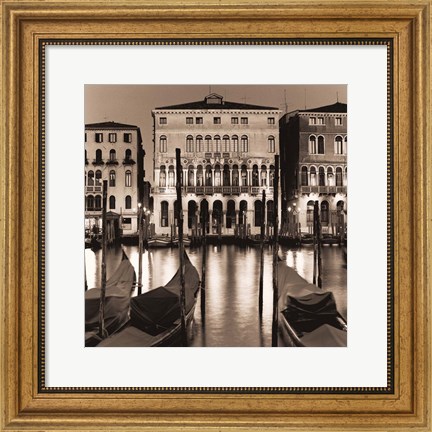 Framed Il Gran Canale di Notte Print