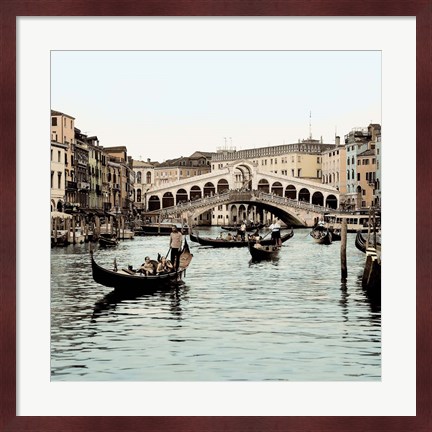 Framed Ponte Rialto con Gondolas Print