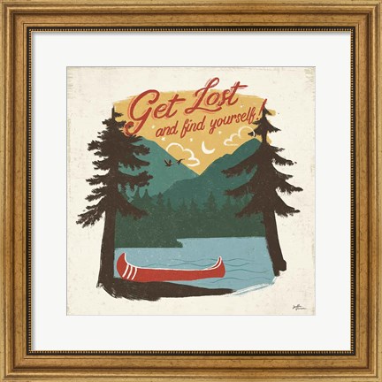 Framed Vintage Lake V No Lines Print