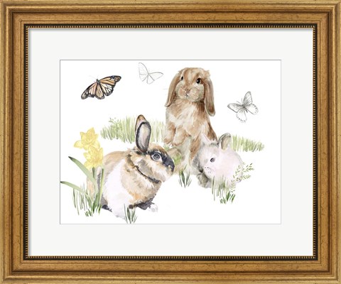 Framed English Bunnies II Print