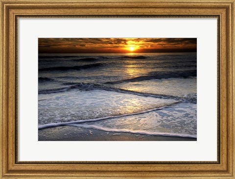Framed Sunset Reflection On Beach, Cape May NJ Print
