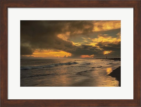 Framed Sunrise On Ocean Shore 5, Cape May National Seashore, NJ Print