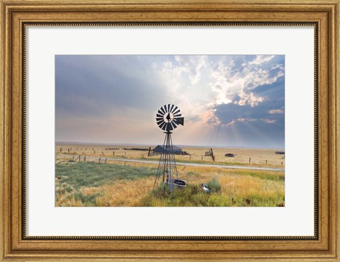 Framed Windmill Sunset Print